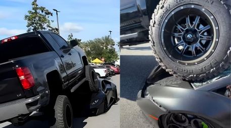 Una conductora pasó por encima de un Lamborghini valuado en casi 9 millones de pesos. INSTAGRAM/@1realramon/ESPECIAL