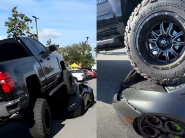 Una conductora pasó por encima de un Lamborghini valuado en casi 9 millones de pesos. INSTAGRAM/@1realramon/ESPECIAL