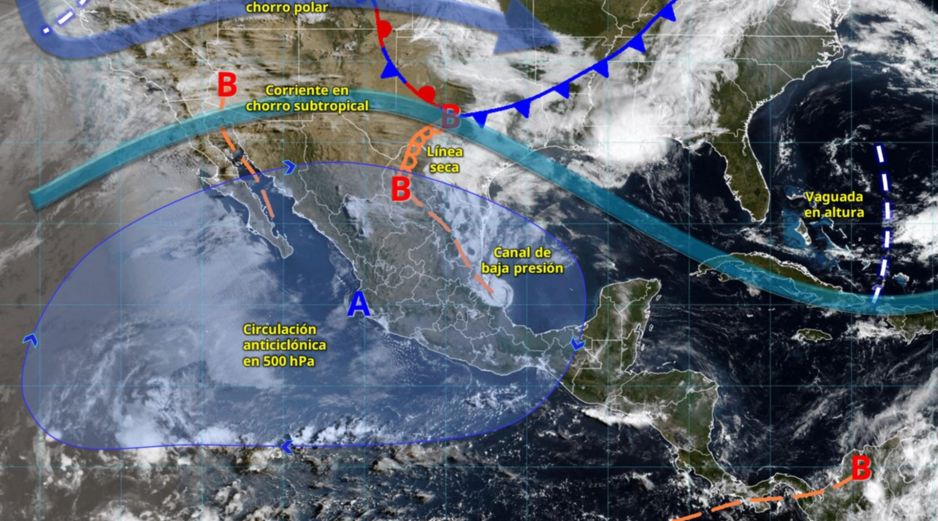 En el pronóstico extendido de 72 a 96 horas, se anticipa un incremento adicional en las temperaturas y una disminución general en las lluvias. ESPECIAL/ SMN.