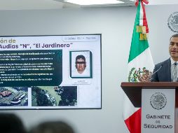 Omar García Harfuch durante una conferencia de prensa este martes 28 de abril del 2026. EFE/I. Esquivel