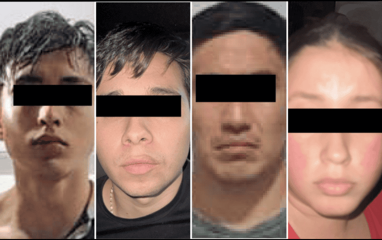 Los detenidos fueron identificados como María de Jesús 'N', José María 'N', Francisco Javier 'N' y Emiliano 'N'. ESPECIAL/X/ @PabloVazC