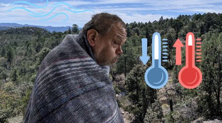 Según el SMN, el Frente Frío 48 comenzó su avance sobre el territorio nacional durante las últimas horas de abril. Su impacto se sentirá más durante el primer fin de semana de mayo de 2026. ESPECIAL / EFE y CANVA