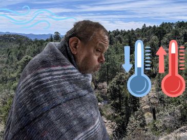 Según el SMN, el Frente Frío 48 comenzó su avance sobre el territorio nacional durante las últimas horas de abril. Su impacto se sentirá más durante el primer fin de semana de mayo de 2026. ESPECIAL / EFE y CANVA