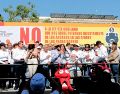 El desfile fue encabezado por el dirigente de este pilar sindical, Antonio Álvarez Esparza. ESPECIAL