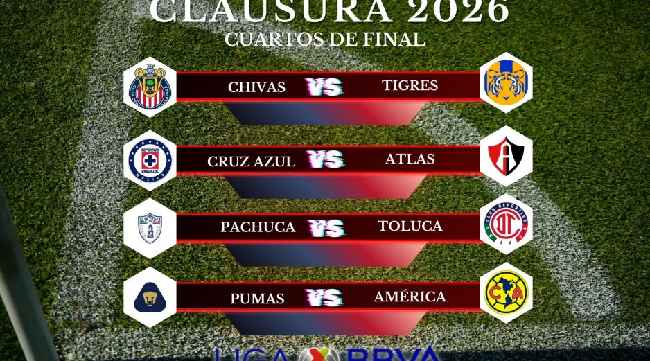 Ocho equipos buscarán su pase a las Semifinales del Clausura 2026, pero solo cuatro lo lograrán. ESPECIAL / CANVA