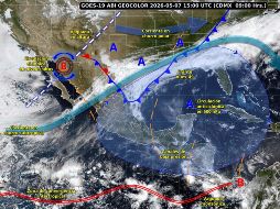 El frente frío 49, en interacción con la corriente en chorro subtropical y un canal de baja presión causan lluvias puntuales intensas en Tamaulipas y Nuevo León. ESPECIAL/Conagua