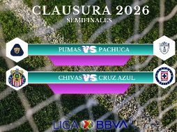 Pumas, Chivas, Cruz Azul y Pachuca disputan el pase a la gran final del torneo en unas eliminatorias de pronóstico reservado. ESPECIAL / IMAGO7 y CANVA
