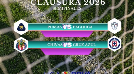 Pumas, Chivas, Cruz Azul y Pachuca disputan el pase a la gran final del torneo en unas eliminatorias de pronóstico reservado. ESPECIAL / IMAGO7 y CANVA