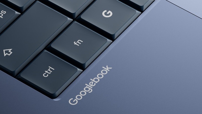 Fotografía cedida por Google que muestra un detalle del teclado del nuevo Googlebook.EFE/Google
