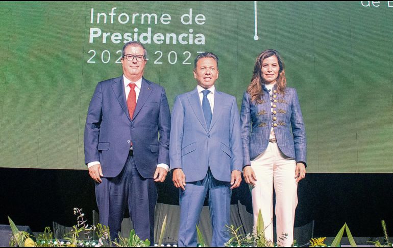 José Andrés Orendáin de Obeso, presidente del Comité Técnico de Expo Guadalajara, estuvo acompañado del gobernador Pablo Lemus y de la presidenta de Guadalajara, Verónica Delgadillo. ESPECIAL