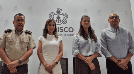 Sergio Ramírez, Karina Hermosillo, Paola Bauche y Marciano Valtierra señalaron que el 63% de los incendios registrados  en Jalisco ha sido atendido en coordinación con una o más brigadas. EL INFORMADOR/R. Bobadilla
