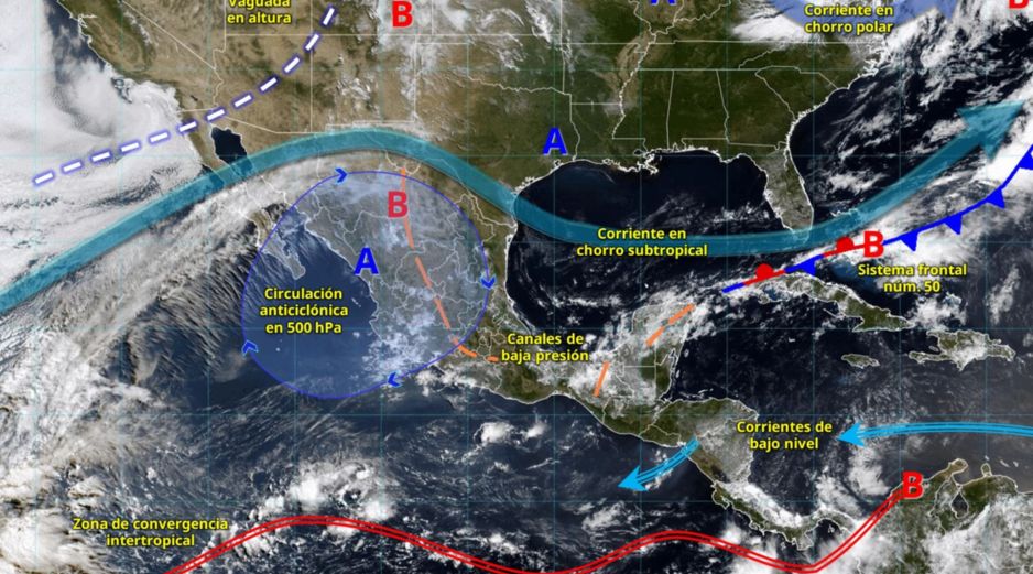 Durante el fin de semana persistirán las lluvias fuertes, rachas intensas de viento y altas temperaturas en gran parte del país. ESPECIAL/ SMN.
