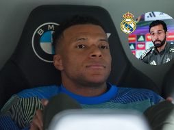 El frances Kylian Mbappé, del Real Madrid, observa desde la banca antes de un partido ante Real Oviedo, el jueves 14 de mayo de 2026; sus declaraciones tras el partido causarían una fuerte polémica. AP /Manu Fernández / EFE / ARCHIVO