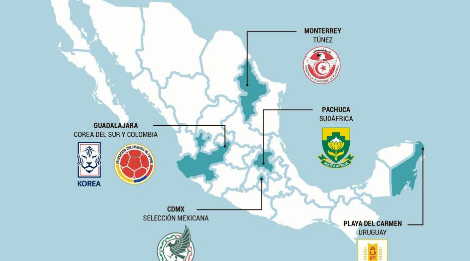 Así se repartirá el mapa logístico del Mundial 2026 en México. EL INFORMADOR/ N. Vázquez