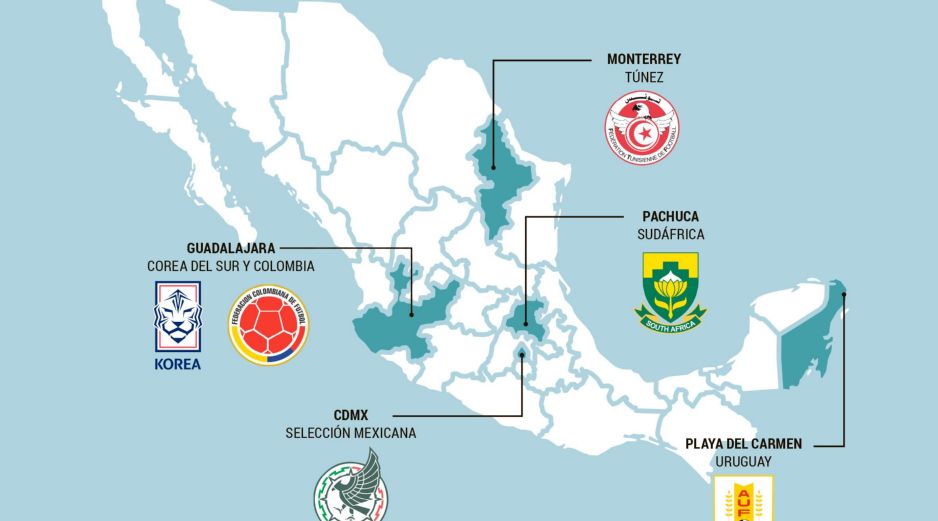 Así se repartirá el mapa logístico del Mundial 2026 en México. EL INFORMADOR/ N. Vázquez