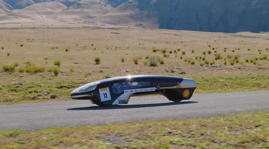 El Supermileage fue diseñado por estudiantes de la Universidad Brigham Young para la Shell Eco-marathon. X/BYU