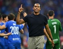 Joel Huiqui celebra tras el partido de cuartos de final entre Cruz Azul y Atlas. IMAGO7/E. Espinosa