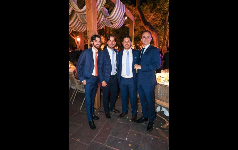 Jorge Martín del Campo y Juan Carlos Martín del Campo, Nicolás Plascencia y Carlos Silva. GENTE BIEN JALISCO / Boda de Danna Mantiñán Atristain y Juan Pedro Medina Vázquez
