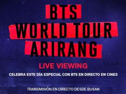 Las funciones especiales de “Arirang” en Cinépolis y Cinemex volverán a reunir a cientos de seguidores de BTS en distintas ciudades del país. INSTAGRAM/@cinemex