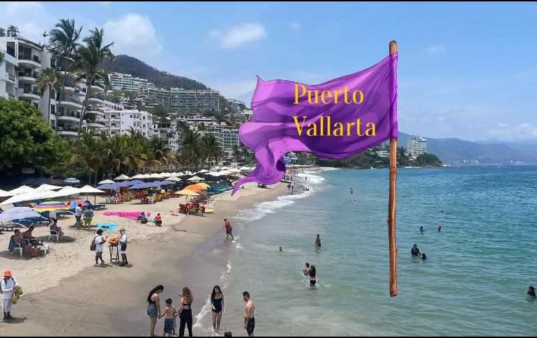 Esta es la única playa con bandera morada en Puerto Vallarta este jueves 21 de mayo. ESPECIAL / FACEBOOK Protección Civil y Bomberos Puerto Vallarta