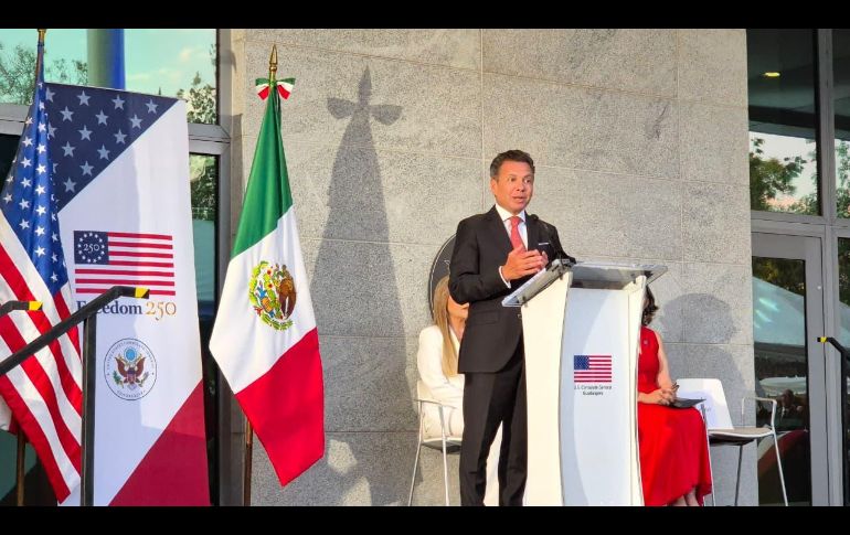 Durante su intervención, el mandatario estatal resaltó que Estados Unidos representa actualmente el principal socio comercial de Jalisco y resaltó el crecimiento que ha tenido la Entidad en materia de exportaciones. EL INFORMADOR / R. Bobadilla