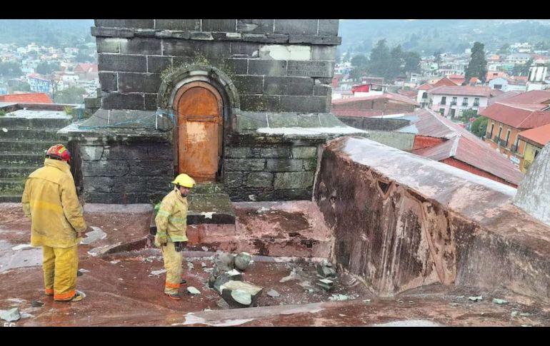 El Instituto Nacional de Antropología e Historia (INAH) intervendrá para restaurar el monumento del siglo XVII. ESPECIAL/Protección Civil y Bomberos Real del Monte