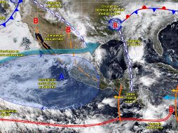 La onda tropical número 2 provocará lluvias intensas, granizo y fuertes vientos en al menos cuatro estados del país. ESPECIAL/SMN.