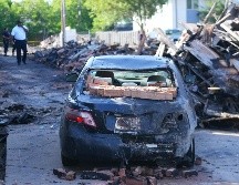 Un vehículo cerca del lugar de la explosión en Dallas, el 29 de mayo del 2026. AP/J. Cortez