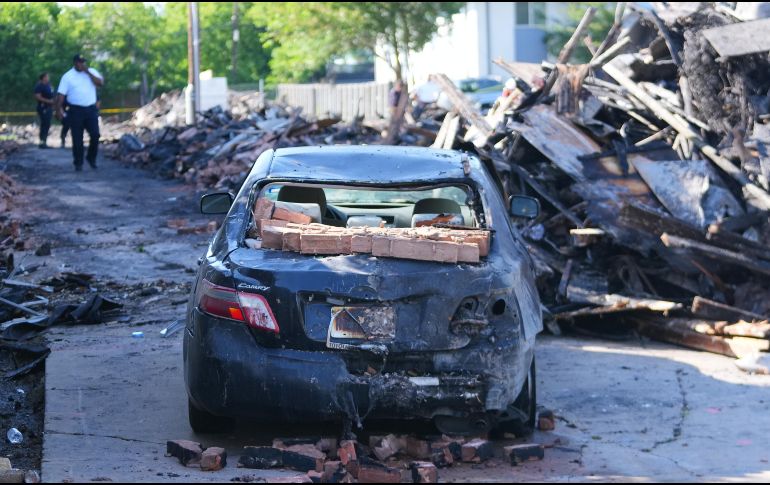 Un vehículo cerca del lugar de la explosión en Dallas, el 29 de mayo del 2026. AP/J. Cortez