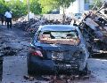 Un vehículo cerca del lugar de la explosión en Dallas, el 29 de mayo del 2026. AP/J. Cortez