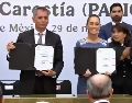 Este viernes, Claudia Sheinbaum encabezó en Palacio Nacional la renovación del PACIC junto con representantes del sector empresarial para mantener controlados los precios de la canasta básica. ESPECIAL / Gobierno de México