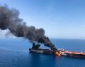 Presunto buque petrolero noruego Front Altair en llamas, noruego Front Altai, cerca del estrecho de Ormuz, en 2019. EFE / ARCHIVO