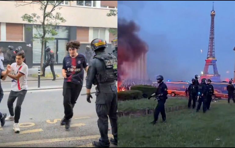 La Prefectura de Policía cifró en 20.000 los aficionados que se reunieron en los Campos Elíseos de París para seguir la final entre el PSG y el Arsenal. ESPECIAL.