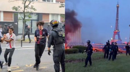 La Prefectura de Policía cifró en 20.000 los aficionados que se reunieron en los Campos Elíseos de París para seguir la final entre el PSG y el Arsenal. ESPECIAL.
