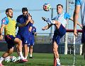 Seleccionados croatas en entrenamiento previo al juego contra Bélgica. X/HNS_CFF