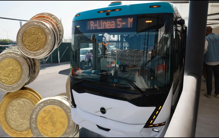 El costo del pasaje para utilizar la Línea 5, conocida oficialmente como Mi Macro Aeropuerto, está definido por el sistema de transporte masivo del Estado. ESPECIAL / Gobierno de Tlajomulco y CANVA