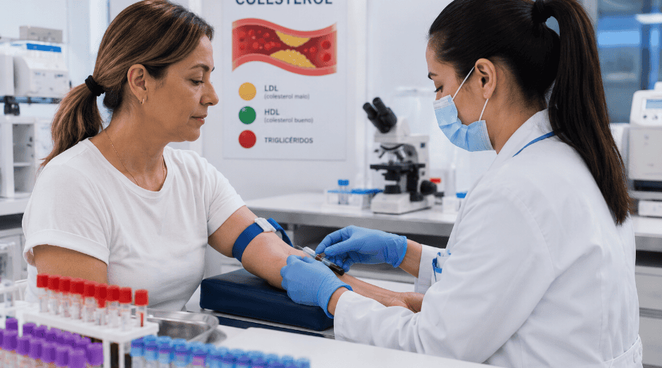 Los expertos recomiendan realizar revisiones médicas periódicas y análisis de sangre para conocer los niveles de colesterol y actuar a tiempo. IA