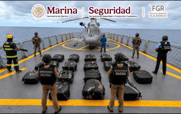 Con esta acción, según declaró la Semar, se evita que 1.6 millones de dosis de droga lleguen a las calles de México. X / @GabSeguridadMX