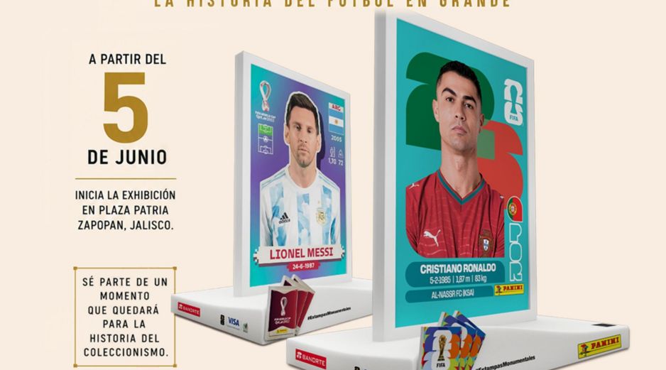 Quince piezas en gran formato, reproducciones de las estampas del álbum de cada Mundial desde 1970, han sido instaladas en Plaza Patria. X/PaniniSportMx