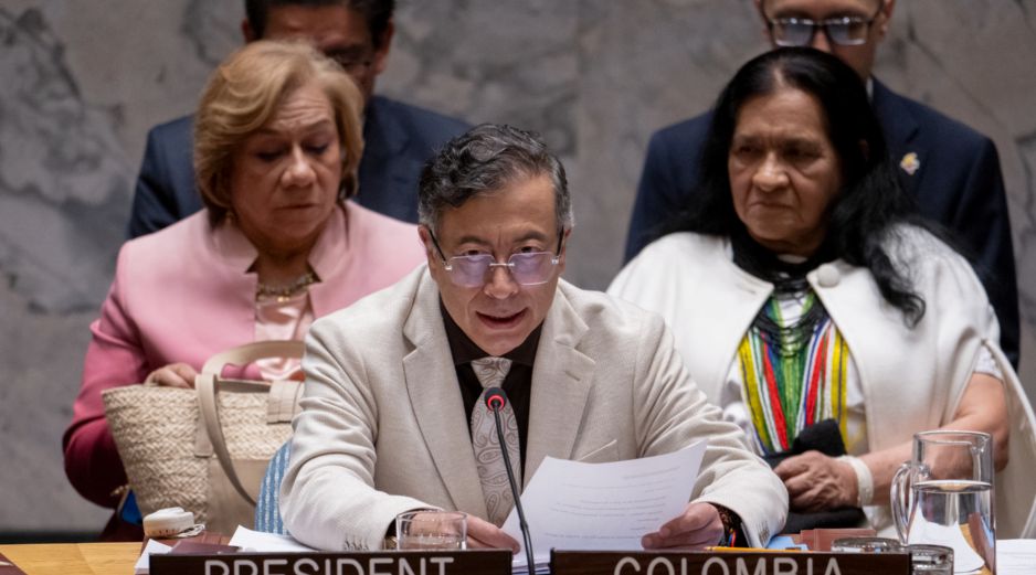 Gustavo Petro recordó que la legislación colombiana prohíbe los apoyos y la financiación extranjera en campañas electorales. EFE/M. Elías-ONU