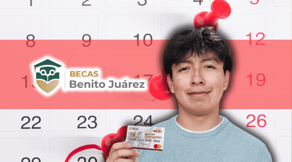 Estas son las fechas estimadas de pago de la Beca Universal de Educación Media Superior Benito Juárez y Jóvenes Escribiendo el Futuro. ESPECIAL/Banco del Bienestar/Canva