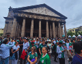 A pocas horas del encuentro inaugural de la Copa Mundial de la FIFA 2026 entre México y Sudáfrica, el Fan Fest instalado en el centro de Guadalajara ha alcanzado su capacidad máxima. EL INFORMADOR /