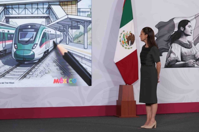 Claudia Sheinbaum desde Palacio Nacional durante presentación de Secretaría de Turismo con datos actualizados de visitantes extranjeros en México. SUN / C. Mejía