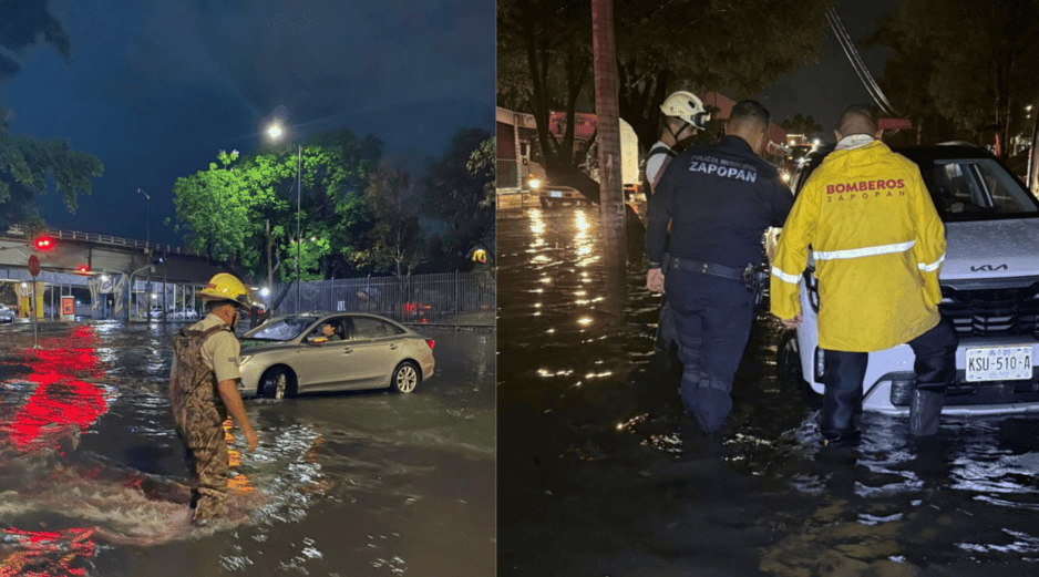 Las intensas precipitaciones registradas en las últimas horas han paralizado a la ciudad. POLICÍA DE ZAPOPAN
