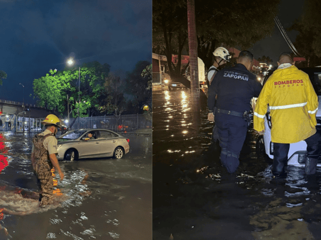 Las intensas precipitaciones registradas en las últimas horas han paralizado a la ciudad. POLICÍA DE ZAPOPAN