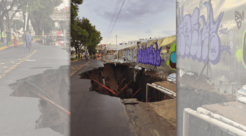 Un megasocavón de 25 metros de largo y 10 de profundidad devoró los carriles laterales de la transitada Avenida López Mateos. X / @siapagdl
