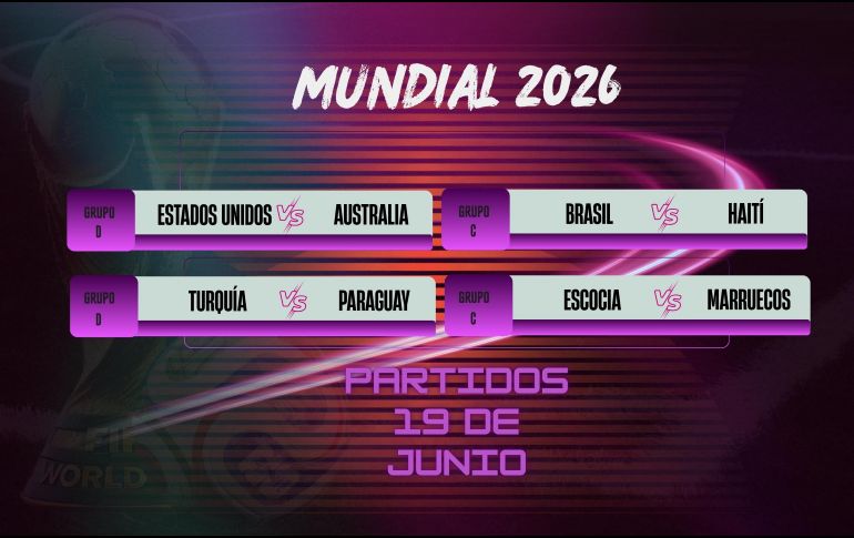 Este viernes 19 de junio continuará la actividad del Mundial 2026 con una jornada clave en la fase de grupos. ESPECIAL / CANVA