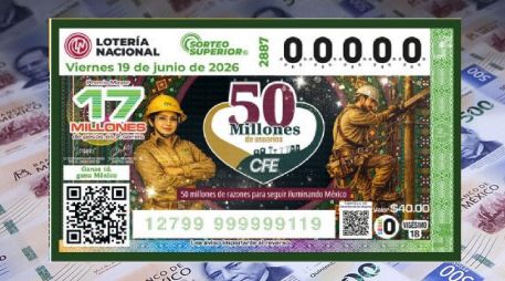 El billete del  Sorteo Superior 2887 celebró que la CFE llegó a 50 millones de clientes. X/lotenal
