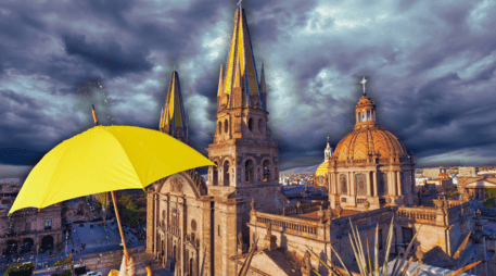 La probabilidad de lluvia para hoy supera el 90%, afectando a diversos municipios del occidente. ESPECIAL / CANVA