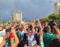 Las playeras verdes inundaban la Glorieta mientras los asistentes esperan a que arranque el encuentro con Chequia. EL INFORMADOR/O. González
